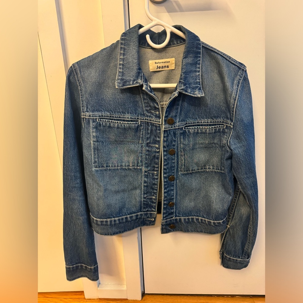Reformation Cropped Jean Jacket Size Small